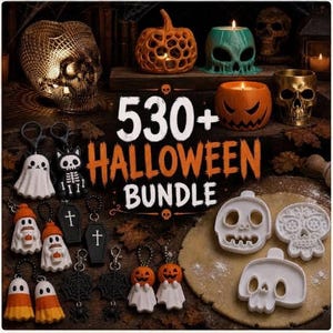 530+ Halloween STL & 3MF Model Bundle, Gaming Controller Holder, Cookie Cutters STL, TeaLight Candle Holders,  Tabletop Games Tic Tac Toe 3D