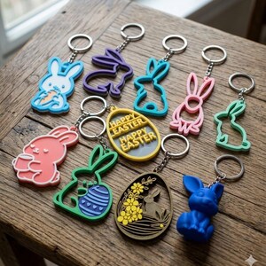 keychain, easter keychains file, easter printable 3d models, buny keychains,