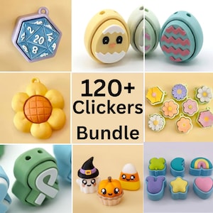 Zestaw ponad 100 Fidget Clicker STL | Uroczy, kawaii mega zestaw STL | Zabawki klikerowe, breloki z jedzeniem, butelki z miksturami, miniaturowe zwierzęta | Zestaw do druku 3D