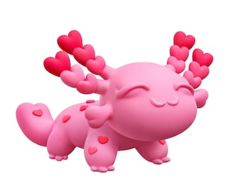 Axolote de Dia dos Namorados em STL | Criatura do Amor para Impressão 3D