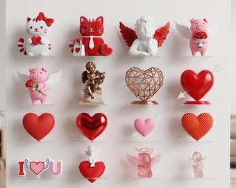 Heart 3D STL Bundle | Love Decore | Love Hearts Decor STL Pack | Cupid Angel & Romantic 3D Printable Models | 150+ heart 3D Printeable Files