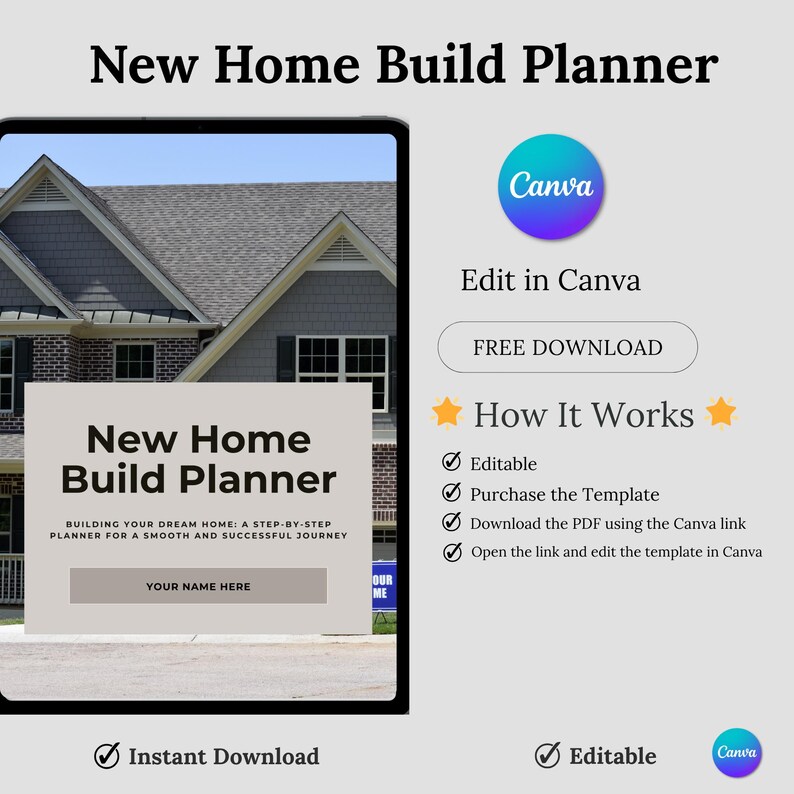 New Home Build Planner, Construction Project Organizer (printable PDF ...