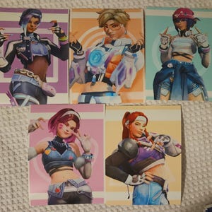 Le Sserafim Kpop Skin Overwatch 2 Drawing Art Print Bundle, Dva, Tracer, Sombra, Briggite, Kiriko