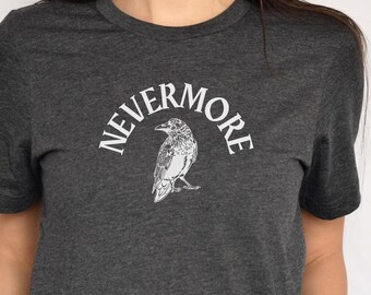 Nevermore Shirt, Edgar Allan Poe Raven Tee, Gothic Literature Gift, Dark Academia Shirt, Book Lover Halloween Gift, Free Shipping
