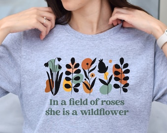 Boho Wildflower Shirt, Retro Graphic Flower TShirt, Inspirational Boho Quote, Boho Shirt for Women, Botanical Flower Tee, Gift for Women
