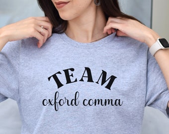 Team Oxford komma T-shirt, grappig grammaticashirt