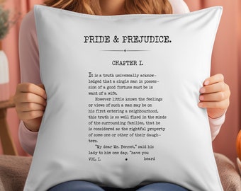 Jane Austen Gift, Pride and Prejudice Pillow, Jane Austen Quote Decor, Jane Austen Reading Pillow, Bookish Gift, Gift for Readers, Librarian
