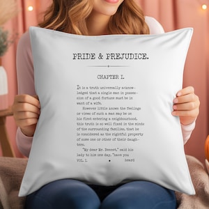 Jane Austen Gift, Pride and Prejudice Pillow, Jane Austen Quote Decor, Jane Austen Reading Pillow, Bookish Gift, Gift for Readers, Librarian