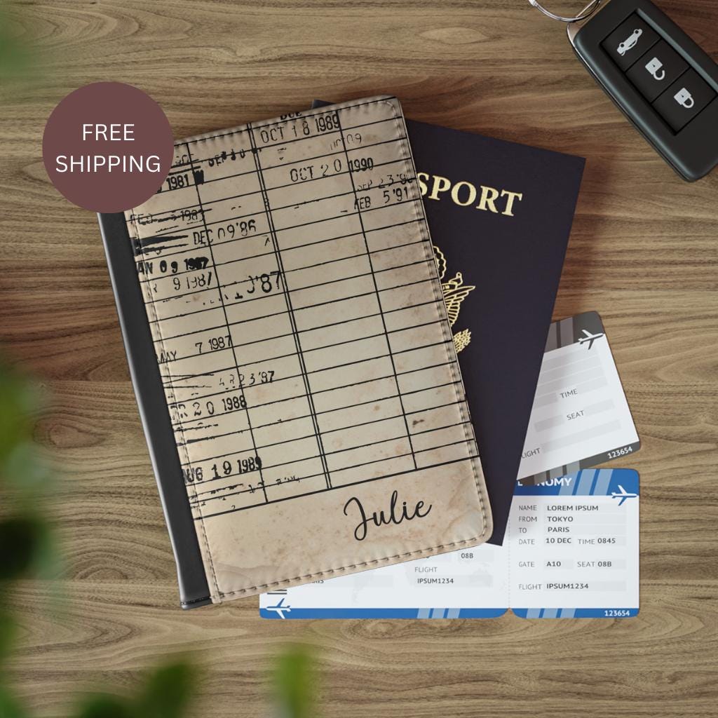 Personalised Library Card Personalized Library Card Passport Holder: Vintage Book Cover, RFID ...
