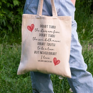 Shakespeare Gift, Shakespeare Quote about Love, Theater Teacher Tote Bag, Wedding Favor, Gift for Readers, Bookish Tote, Book Lover Bag