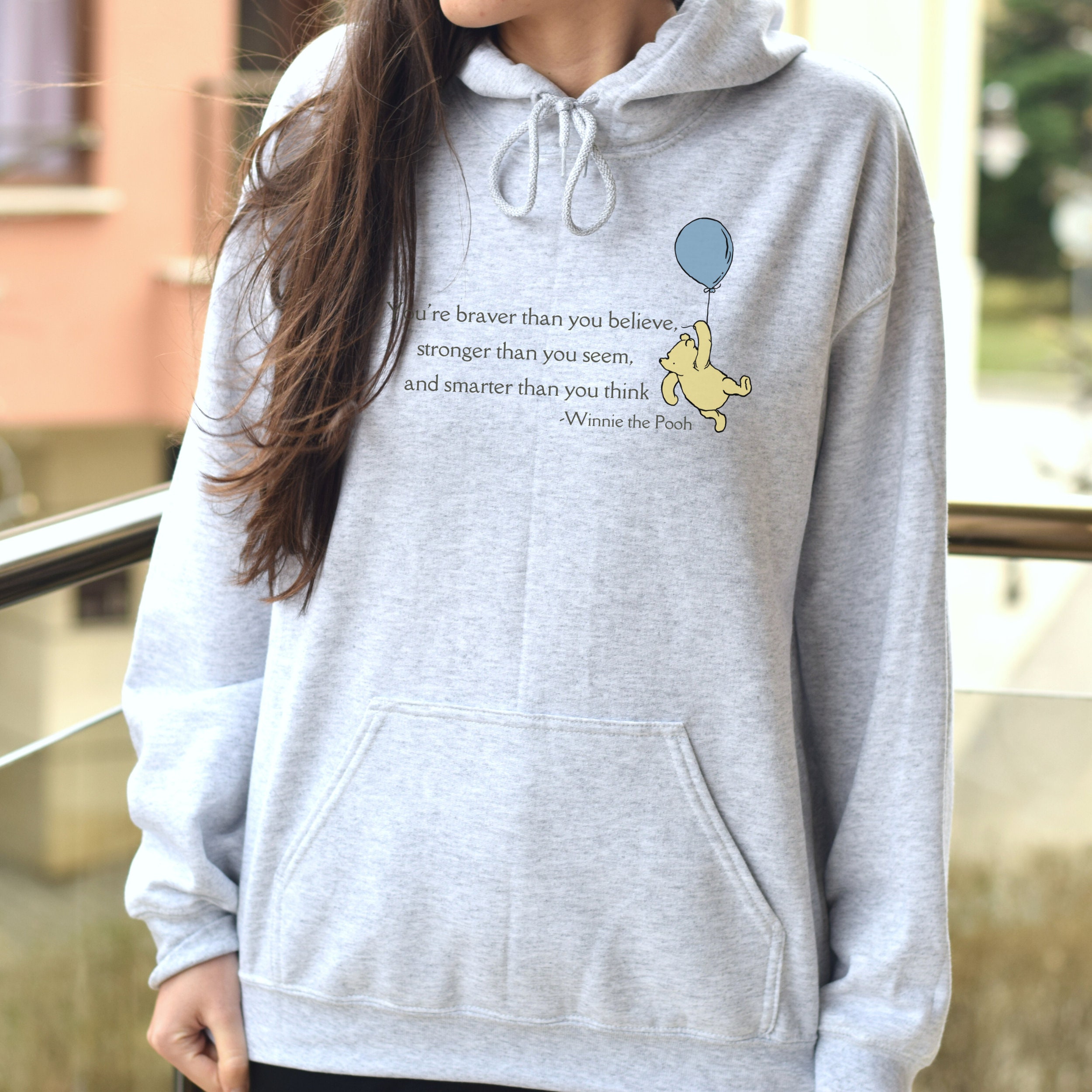 Winnie the Pooh Red Label グレー フード付きスウェット Winnie the Pooh Zip Hoodie for Plus Sizes, Grey | Woman Within