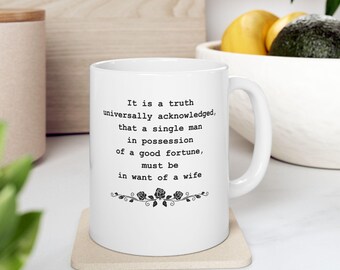 Pride and Prejudice Mug: Jane Austen Quote, Book Lover Gift