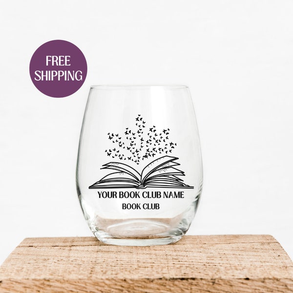 Custom Book Club Wine Glass, Personalized Book Wine Glass, Custom Reading Club Wine Tumbler,  Book Club Gift, Book Lovers Gift, Bookish