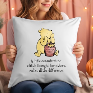 Vintage Winnie the Pooh Pillow, Classic Pooh Bear Nursery Decor, Bookish Pillow, AA Milne Quote, Book Lover Gift, Librarian and Teacher Gift