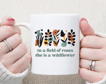 Boho Mug, Boho Wildflower Mug, Floral Mug, Citation inspirante, Cadeau pour femme, Boho Coffee Cup, Teacher Gift, Cottagecore