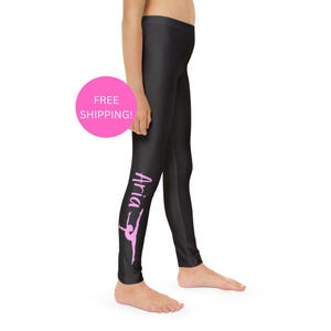 Custom Dance Leggings, Personalized Dance Wear, Dance Class Attire, Custom Gymnastics Pants, Gift for Her, Girls Leggings, Athletic Wear