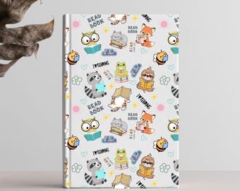 Verspieltes Tier Hardcover Journal, Niedliches Schreib Notizbuch, Geschenk für Leser, Kinder Journal, Lese Tracker, Spaß Studienplaner