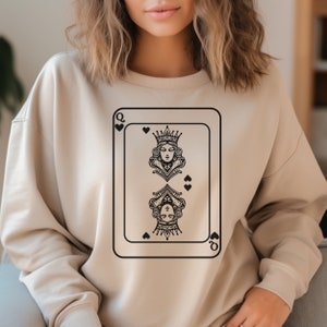 Felpa Regina di Cuori, Carte da Gioco, Maglione Vintage Alice nel Paese delle Meraviglie, Regalo per Insegnante di Inglese, Felpa Bibliotecaria