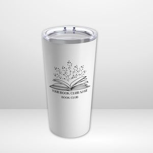 Custom Book Club Tumbler: Open Book & Butterflies, Librarian Gift