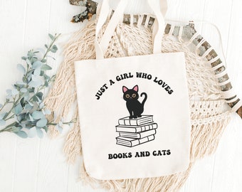 Canvas draagtas Books and Cats: grappig cadeau bibliothecaris