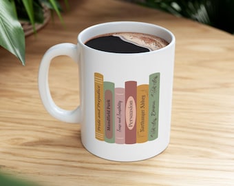 Jane Austen Books Ceramic Mug, English Teacher Gift
