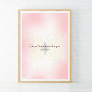 Póster con cita de Jane Austen, "Ninguna más que tú", arte de pared literario romántico, decoración del hogar en estilo Regencycore, regalo de boda, novela Persuasion, descarga instantánea