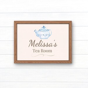 Personalized Elegant Tea Room Printable Sign, Custom Name Digital Print ...