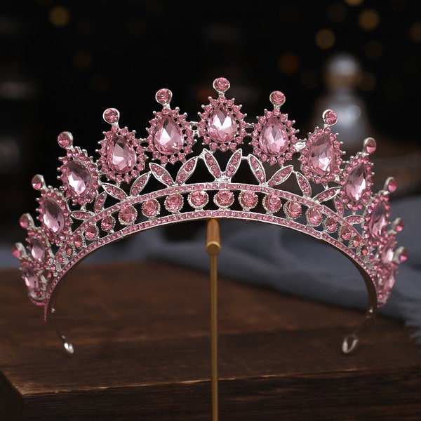 Delicate Rose Rhinestone Crystal Crown - Romantic Bridal Tiara for Weddings, Pageants, and Parties
