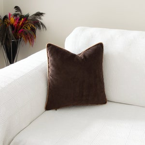 Chocolate Brown Velvet Throw Pillow, Dark Brown Soft Velvet Cushion, Brown Euro Pillow Case, Brown Pillow For Couch, Contrast Matching Shams