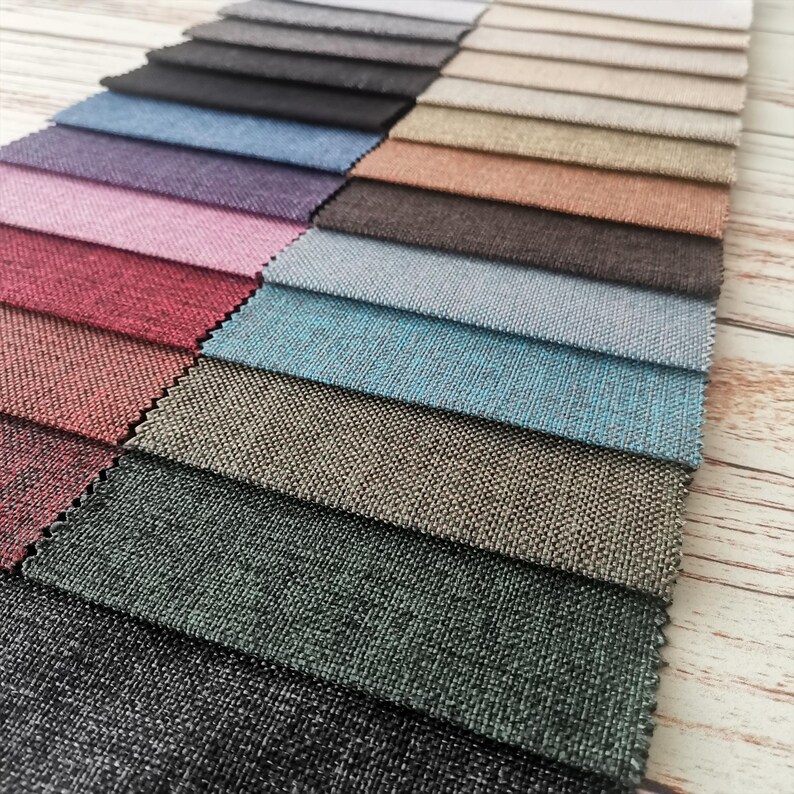 Texture Linen Samples Linen Textured Upholstery Fabric Sample Pieces, Solid Linen Swatchbook ...