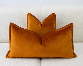 Terracotta Velvet Pillow Cover, Terracotta Velvet Cushion Case, Custom Size & Edge Style Velvet Cushion, Zippered Luxury Throw Pillow Cover