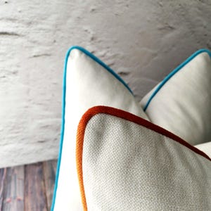 Off White Heavy Linen Pillow Case with Piping, Linen Euro Pillow, Any Size Cream Linen Piped Throw Cushion Cover, Ivory Pillowcase For Sofa