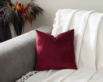 Custom Size Burgundy Throw Pillow, Wine Red Velvet Cushion, Maroon Red Decorative Velvet Pillow Shams, Burgundy Body Pillow, Maroon Lumbar