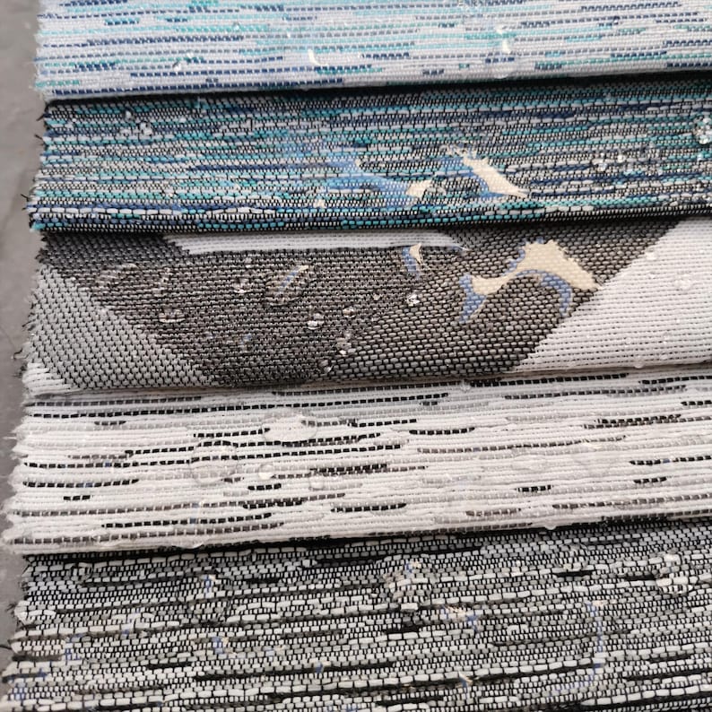 sunbrella outdoor fabric
Color chart of 100% Olefin outdoor upholstery fabrics in multiple shades
Waterproof outdoor fabric swatches in neutral, blue, and multicolor patterns
Fade-resistant Olefin fabric color samples for patio furniture upholstery