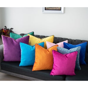 Corded Edge Velvet Throw Pillow Cover, Solid Velvet Scatter Pillow Case, Luxury Cushion Cover with Zipper and Cording, Velvet Euro Pillow