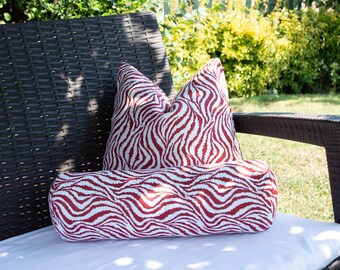Outdoor Pillow Cover, Red Zebra Pillow Cover, Water Resistant Patio Pillow Case, Flanged or Plain Edge, Custom Size Bench Bolster Pillow