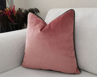 CUSTOMIZE Piping & Primay Color, Blush Pink Solid Velvet Throw Pillow, Decorative Velvet Cushion Case, Velvet Pillow 16x24, Accent Pillow