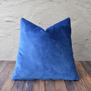 Royal Blue Samtkissenbezug: Sax Blau Dicker Samtkissenbezug, Kobalt Blau Eurokissen mit Reißverschluss, Kissen für Sofa, Bett, Wohnzimmer
