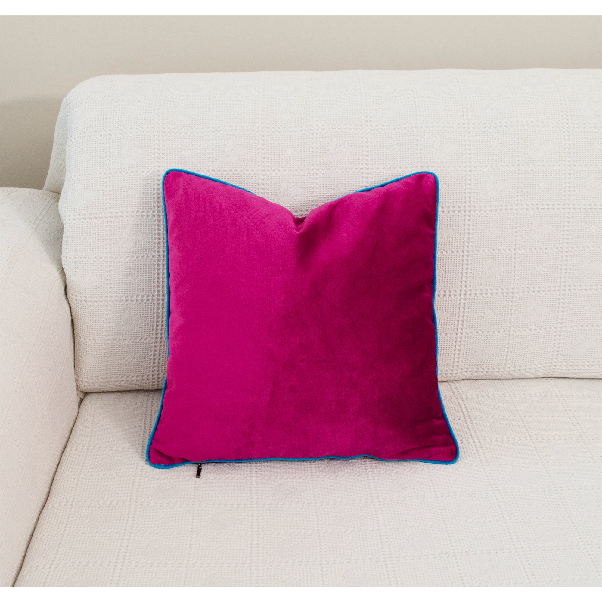 Fuchsia Pink Velvet Throw Pillow With Cord Piping, Fuchsia Cushion Case ...