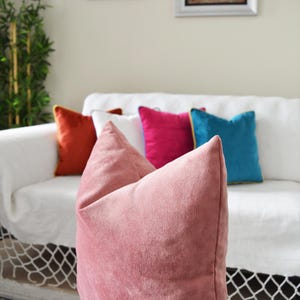 Cuscino decorativo in velluto rosa cipria, cuscino decorativo in velluto rosa tenue, federe in velluto su misura, cuscino rosa, federa per cuscino rosa
