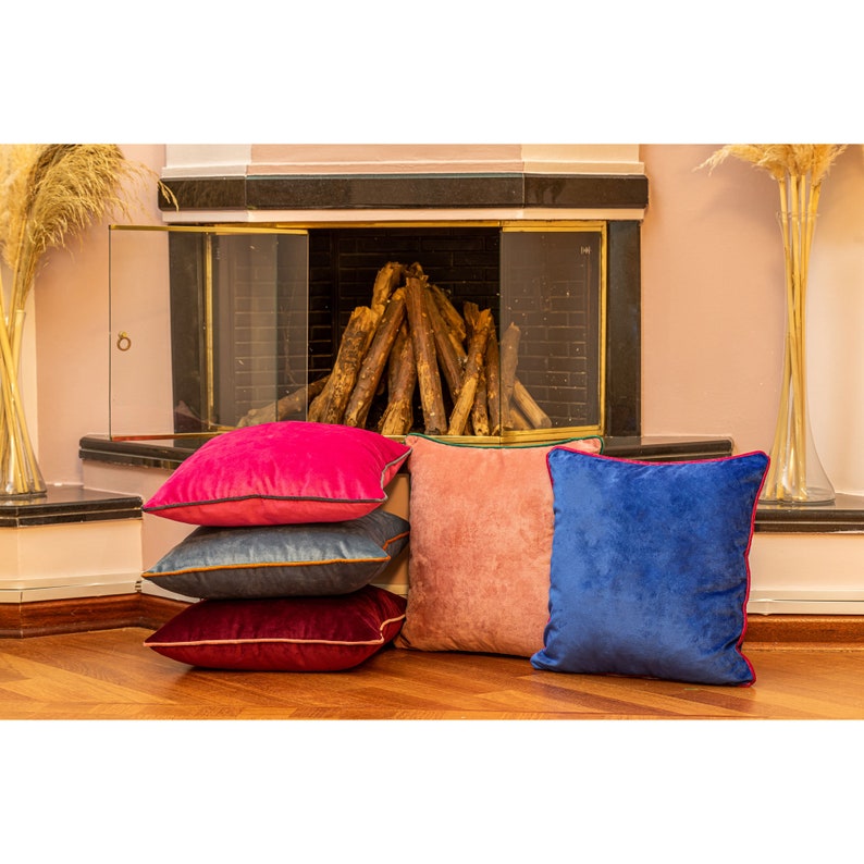 Cobalt Blue Velvet Cushion Case, Solid Royal Blue Throw Pillow With