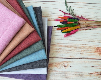 Linen Textured Upholstery Fabric Sample Pieces, Solid Linen Swatchbook, Linen Weave Upholstery Material, Soft Textured Linen Fabric Samples