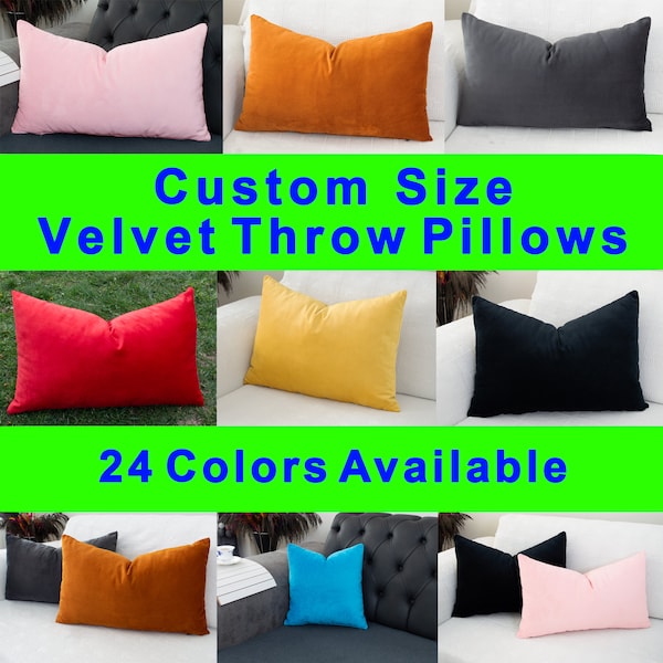 24 COLORS - Decorative Solid Plain Velvet Pillow Case, Solid Velvet Cushions Cover, Velvet Pillow Shams Cover, Soft Velvet Designer Pillows