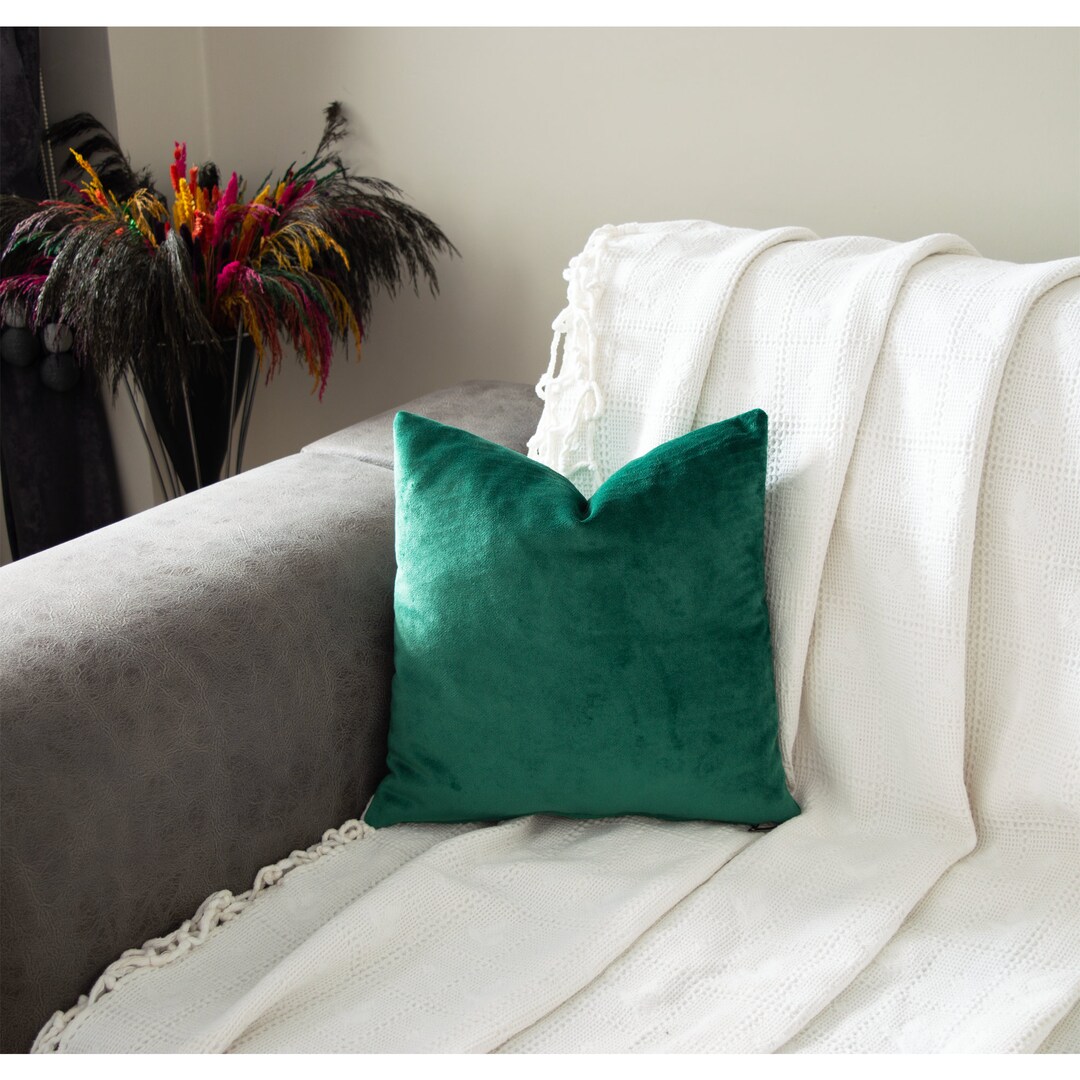 Dark Green Pillow Emerald Green Velvet Cushion Cover Green Etsy