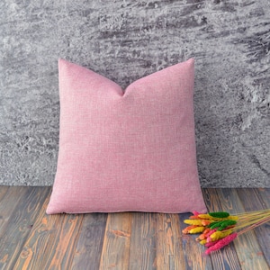 Custom Size Pink Linen Decorative Cushion Case, Linen Pillow with Zipper, Linen Euro Pillow, Linen Toss Pillow, Zippered Pink Pillow Case