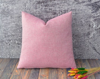 Federa per cuscino in misto lino rosa tenue, moderna federa per cuscino rosa tinta unita per divano o letto, cuscino decorativo minimalista, SOLO FODERA
