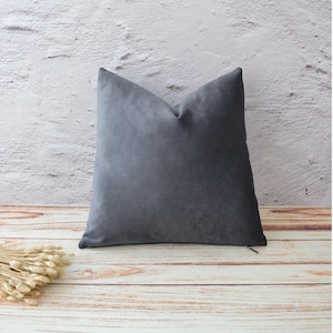 Custom Dark Gray Velvet Pillow Cover: Long Lumbar Cushion Case