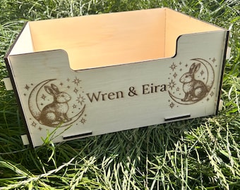 Animal Digbox suitable for Rabbits,  This Digbox is personalised with your rabbit's name on the front.