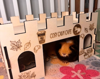 Guinea Pig Coffee Shop Hidey House - Formaldehydevrij, niet-giftig, houten, slot Together & modulair