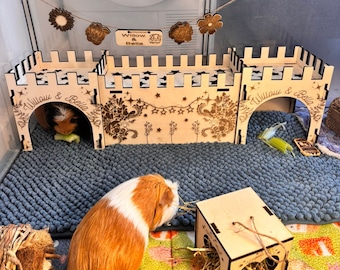 Guinea Pig Low Castle Kit - Formaldehyde Free, Non Toxic, This Castle is personalised with your Animal name on the Front and side.